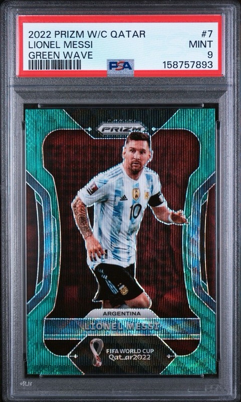 2022 Panini Prizm World Cup Qatar - Lionel Messi #7 Green Wave Prizm