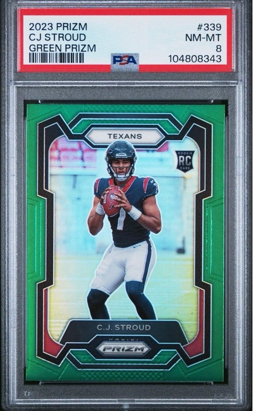2023 Panini Prizm Rookie RC Green #339 CJ Stroud PSA 8 Pop 55! - 104808343