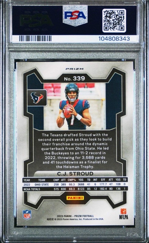 2023 Panini Prizm Rookie RC Green #339 CJ Stroud PSA 8 Pop 55! - 104808343 view 2