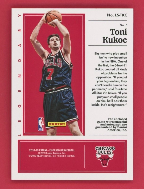 2018-19 Panini Encased Legendary Toni Kukoc Auto Patch /25 Autograph Jersey view 2