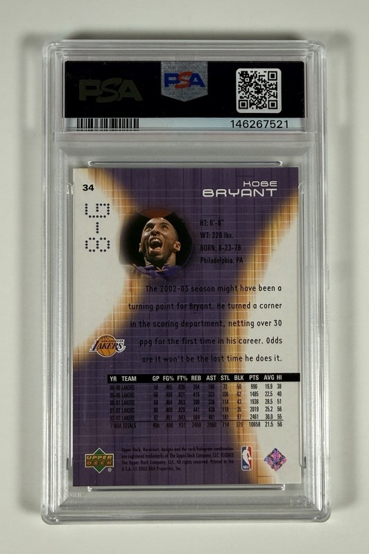 2003-04 UD Hardcourt KOBE BRYANT #34 PSA 6 Los Angeles Lakers HOF NBA view 2