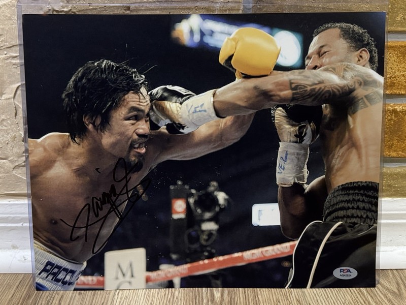 MANNY PACQUIAO SIGNED AUTO BOXING 11 x 14 PHOTO Sugar Shane Mosley PSA #AQ42824
