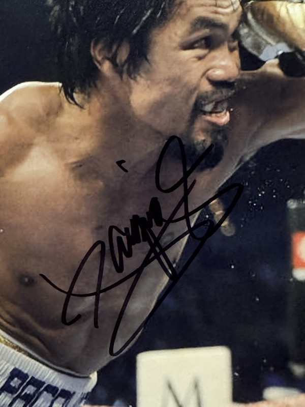 MANNY PACQUIAO SIGNED AUTO BOXING 11 x 14 PHOTO Sugar Shane Mosley PSA #AQ42824 view 2