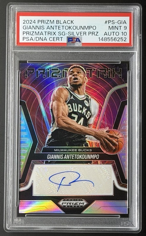 2024-25 Panini Prizm Black Giannis Antetokounmpo Prizmatrix Silver - 10 AUTO