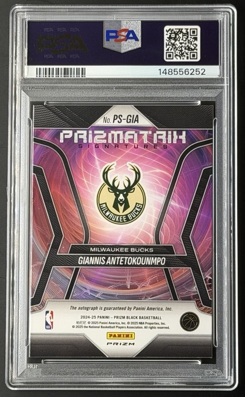 2024-25 Panini Prizm Black Giannis Antetokounmpo Prizmatrix Silver - 10 AUTO view 2