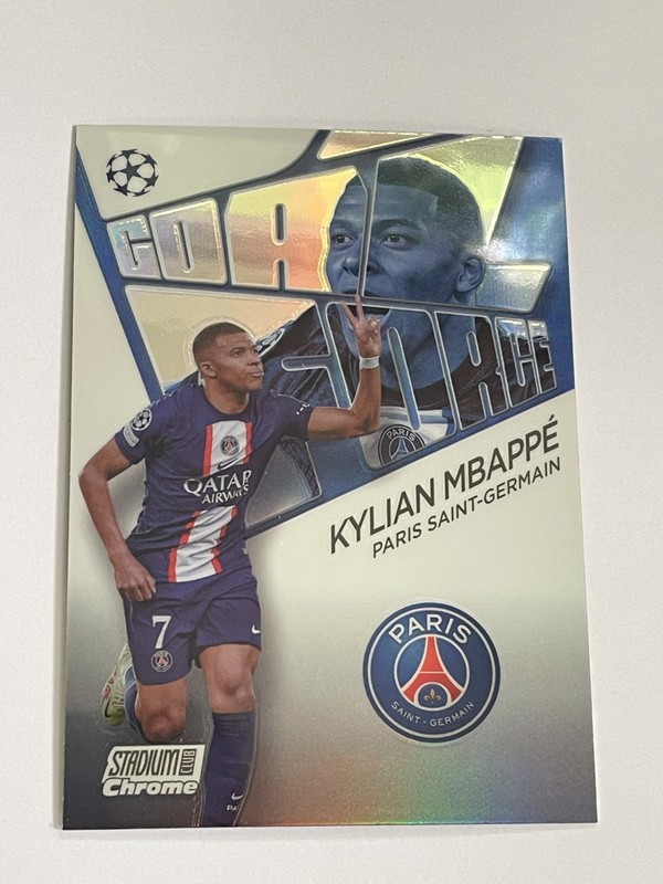 2022-23 Topps Stadium Club Chrome UEFA PSG Kylian Mbappe Goal Force #GF-KM