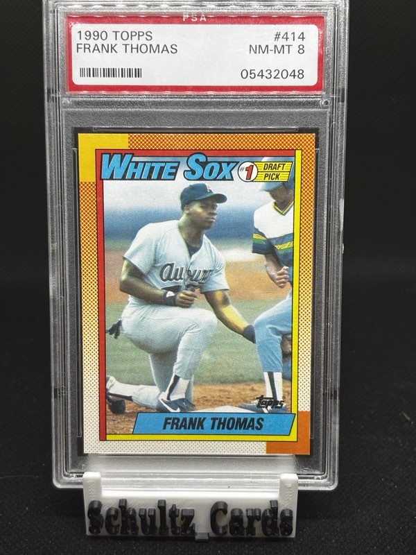 1990 TOPPS NAME ON FRONT #414 FRANK THOMAS ROOKIE RC PSA 8