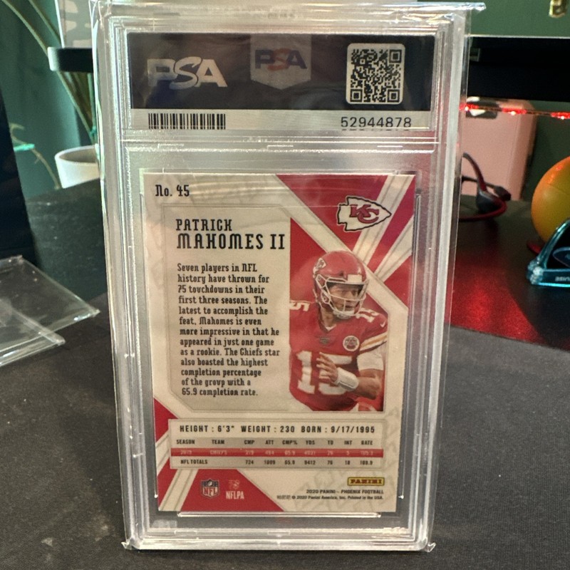 PATRICK MAHOMES PSA 10 FIRE BURST 2020 PANINI PHOENIX #45 NFL KANSAS CITY CHIEFS view 2