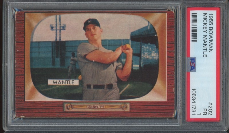 1955 Bowman Baseball #202 Mickey Mantle PR PSA 1