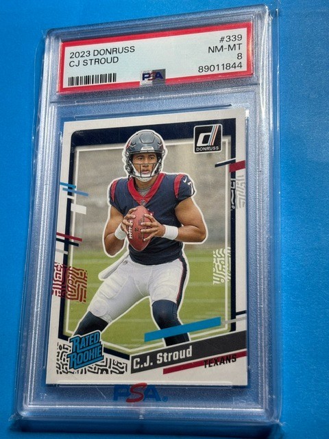CJ STROUD 2023 PANINI DONRUSS RATED ROOKIE RC #339 GRADED PSA 8 NM-MT NFL TEXAN