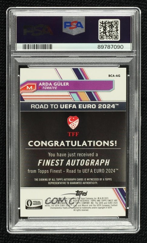 2023 Finest Road to UEFA Euro 2024 Blue Refractor /150 Arda Guler Güler Auto v9t view 2
