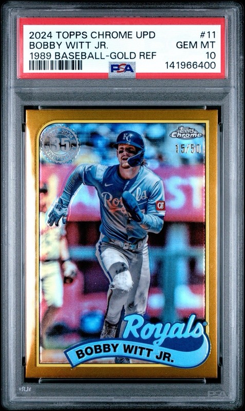 2024 Topps Chrome Update Bobby Witt Jr. 1989 Baseball Gold Refractor /50 PSA 10