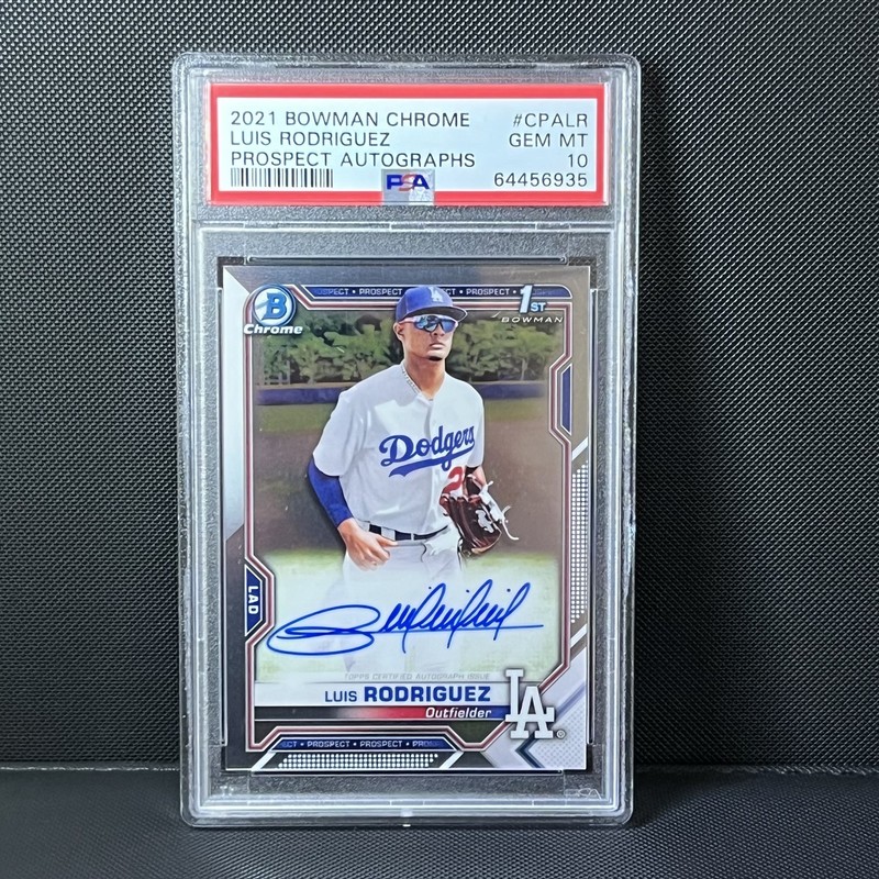 LUIS RODRIGUEZ 2021 Bowman Chrome 1st RC Rookie Auto #CPA-LR LA Dodgers PSA 10