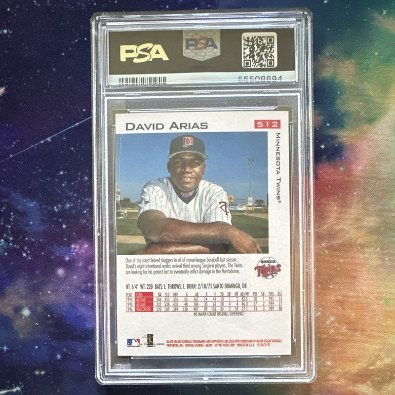 Fleer 1997 David Arias (David Ortiz) #512 Rookie PSA 10 GEM MT Twins MLB view 2