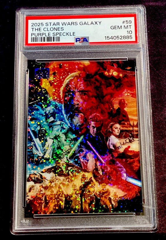 2025 Topps Chrome Star Wars Galaxy #59 THE CLONES PURPLE SPECKLE #015/125 PSA 10