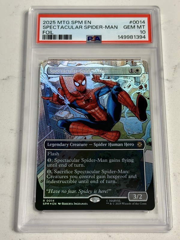 MTG FOIL PSA 10 GEM MINT Spectacular Spider-Man 2025 Borderless Card SPM 0014