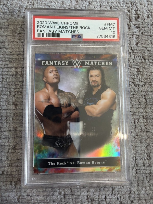 2020 WWE Chrome Fantasy Matches The Rock Roman Reigns PSA 10