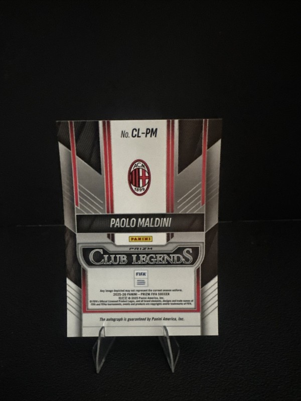 2025-26 Prizm FIFA Maldini Club Legends Base Auto CL-PM Red Design view 2