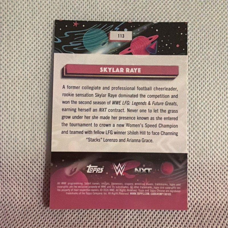 2026 Topps Chrome Cosmic WWE #113 Skylar Raye Rookie Card RC Base QTY view 2