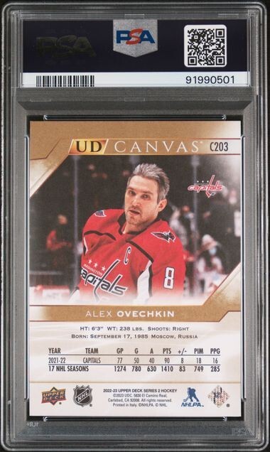 2022-2023 Upper Deck Canvas C203 Alex Ovechkin PSA 10 Gem Mint Alexander view 2