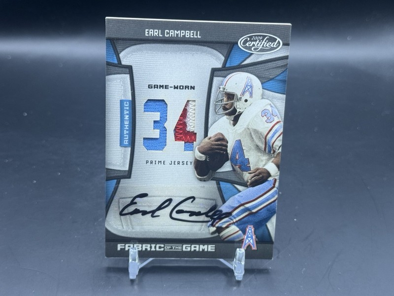 2009 Panini Certified Earl Campbell Game Worn Prime Patch Auto /10 Oilers