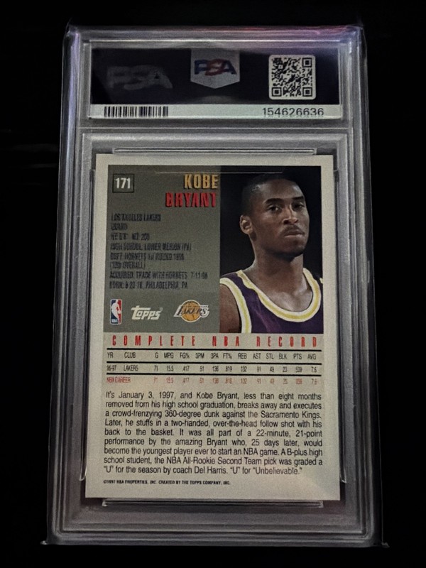 1997-98 Topps - Kobe Bryant #171 PSA 9 view 2