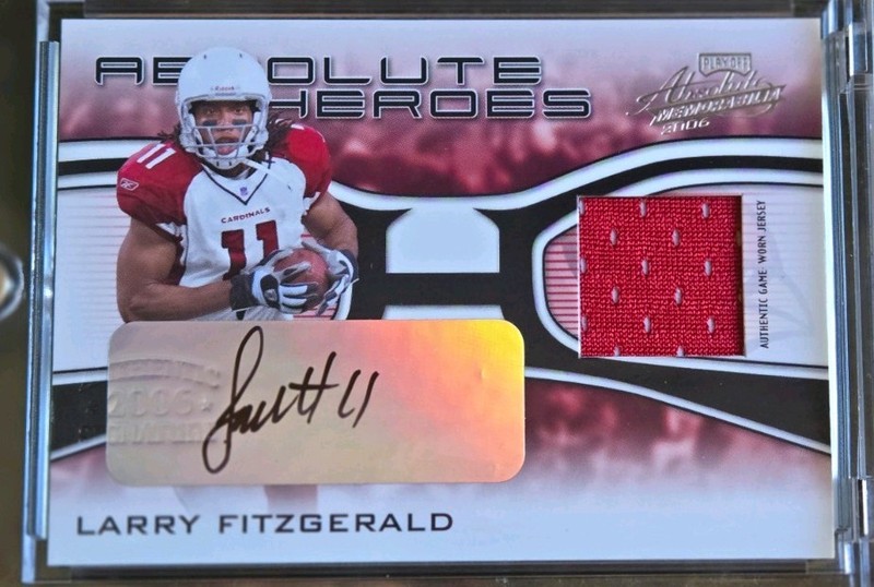 2006 ABSOLUTE HEROES LARRY FITZGERALD AUTOGRAPH AUTO GAME USED JERSEY MINT HOF