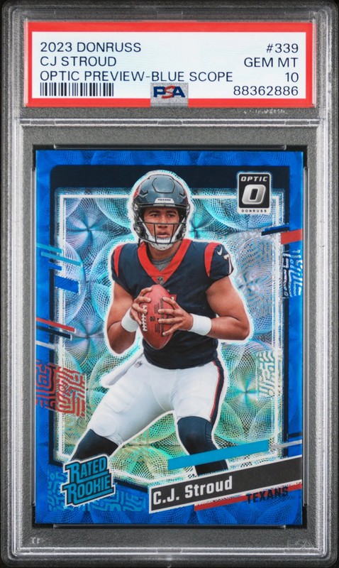 2023 Panini Donruss CJ Stroud #339 PSA 10 Blue Scope Rookie Preview RC Texans