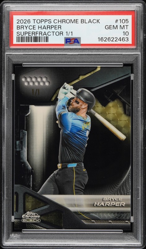 Topps 2026 Topps Chrome Black Bryce Harper Phillies SuperFractor 1/1 PSA 10