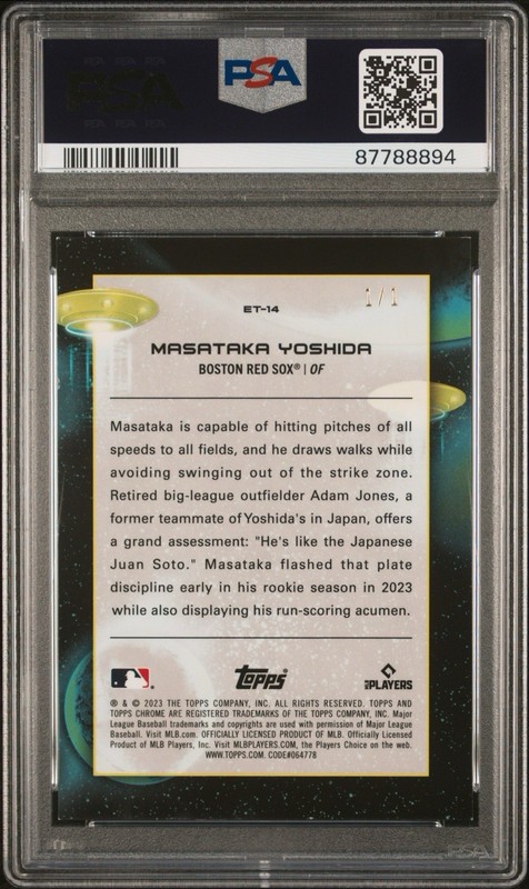 2023 Topps Cosmic Chrome Masataka Yoshida SUPERFRACTOR 1/1 PSA 8 Red Sox view 2