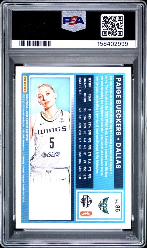 PAIGE BUECKERS 2025 Panini Donruss WNBA Rated Rookie RC #86 PSA 10 view 2