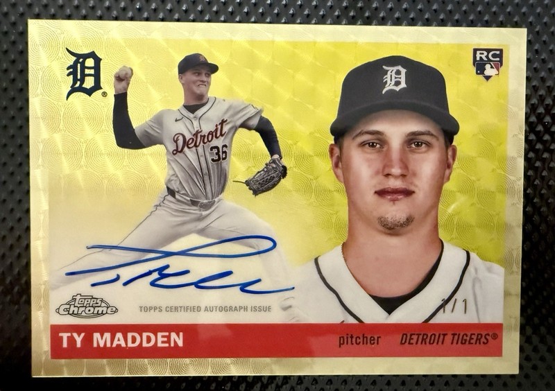TY MADDEN RC 1/1 SUPERFRACTOR ON CARD AUTO TIGERS 2025 TOPPS CHROME PLATINUM