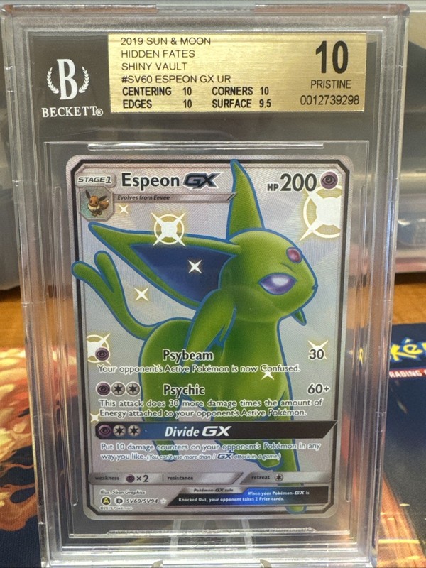 Pokemon BGS 10 Pristine Espeon GX Hidden Fates SV60 Gorgeous Card !