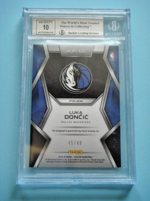 2018/19 Panini Spectra Luka Doncic Rising Stars RC Auto Neon Green #45/49 BGS 9 view 2