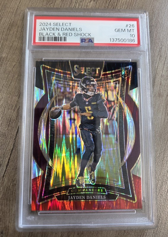 2024 Panini Select Jayden Daniels #26 Black & Red Shock RC PSA 10
