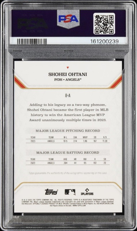 SHOHEI OHTANI 2025 TOPPS MVP COLLECTION AUTO BLACK FOIL AUTOGRAPH 4/10 PSA 10 view 2