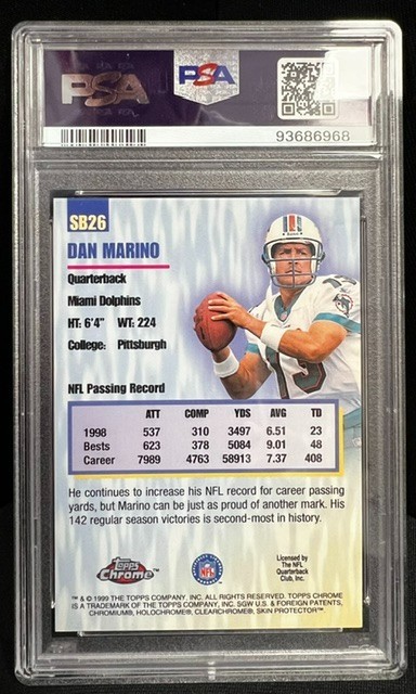 1999 TOPPS CHEOME DAN MARINO SEASON'S BEST ROCKET LAUNCHERS #SB26 PSA9 CLEAN view 2