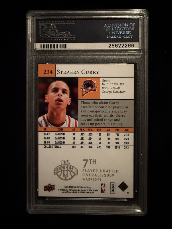 2009 Upper Deck Stephen Curry (RC) Rookie #234 PSA 10 view 2