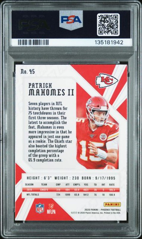 2020 PANINI PHOENIX #45 PATRICK MAHOMES II FIRE BURST PSA 9 view 2