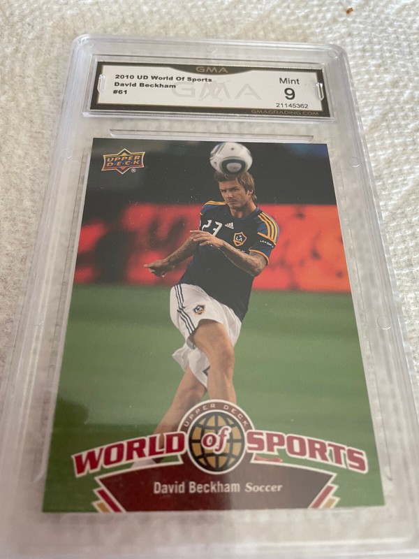 DAVID BECKHAM GALAXY 2010 UPPER DECK WORLD OF SPORTS # 61  GRADED 9 L@@@K