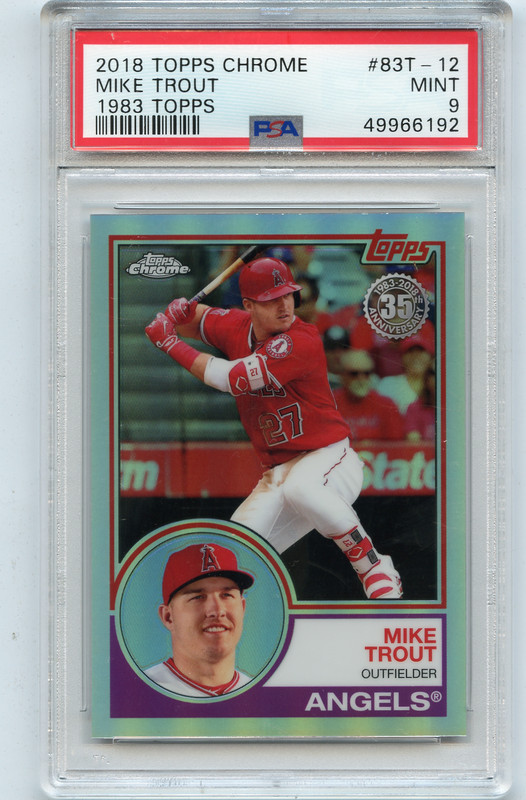 2018 TOPPS CHROME #83T-12 MIKE TROUT "1983 TOPPS", ANGELS - PSA 9 MINT (66192)