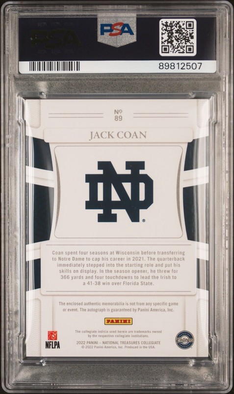 2022 Panini National Treasures CLG MAT. Auto. RC. 1/2. PSA 8. view 2