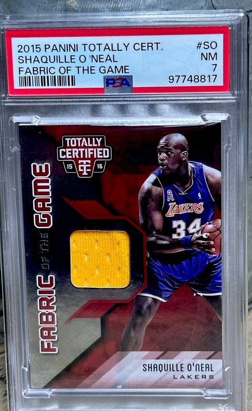 SHAQ PSA GRADED Shaquille O’Neal GAME WORN PATCH SWATCH  / 99 Shaquille O’Neal