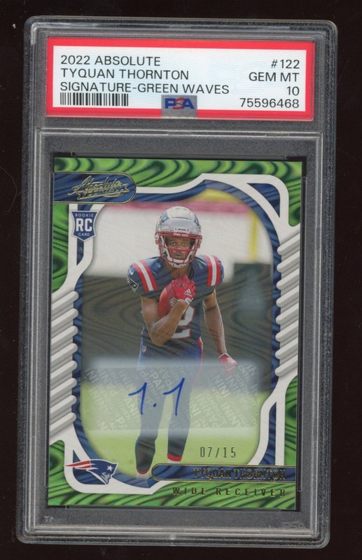 Tyquan Thornton 2022 Absolute Auto Signa Green Waves #122 Serial #d 7/15 PSA 10