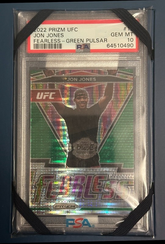 Jon Jones 2022 Prizm UFC PSA 10 Fearless Green Pulsar /25 Rare