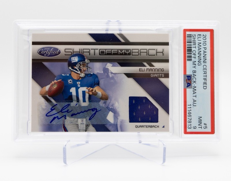2010 Panini Certified Shirt Off My Back Eli Manning #5 PSA 9 Mint - Game Worn