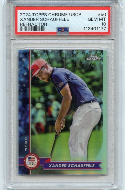2024 TOPPS CHROME USOP #50 XANDER SCHAUFFELE "REFRACTOR" PGA GOLF - PSA 10 (177)