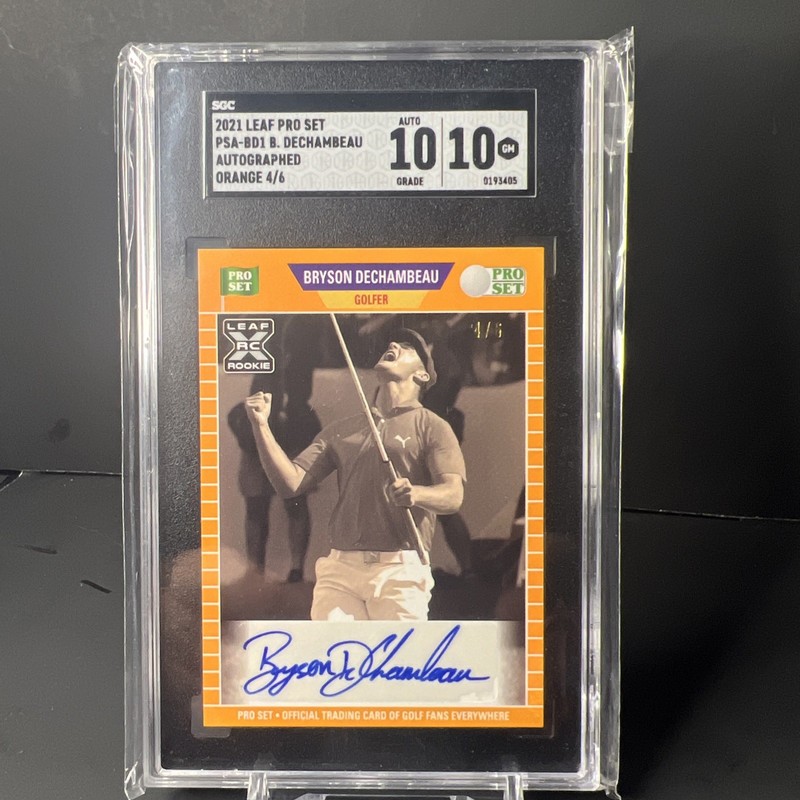 2021 Leaf Pro Set Sport Orange 4/6 Bryson DeChambeau Rookie Auto Graded 10 POP 1