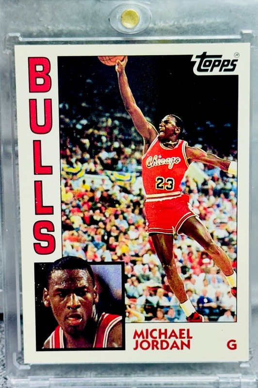 Michael Jordan ROOKIE CARD TOPPS THE ROOKIES ORIGINAL AUTHENTIC BULLS JERSEY #23