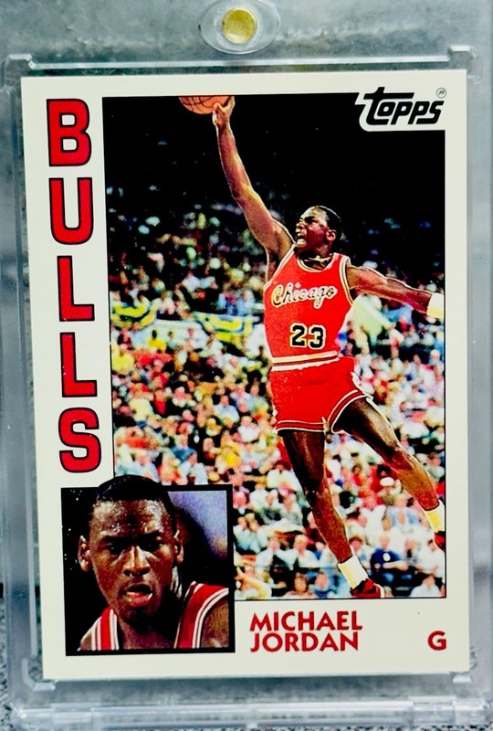 Michael Jordan ROOKIE CARD TOPPS THE ROOKIES ORIGINAL AUTHENTIC BULLS JERSEY #23 view 2